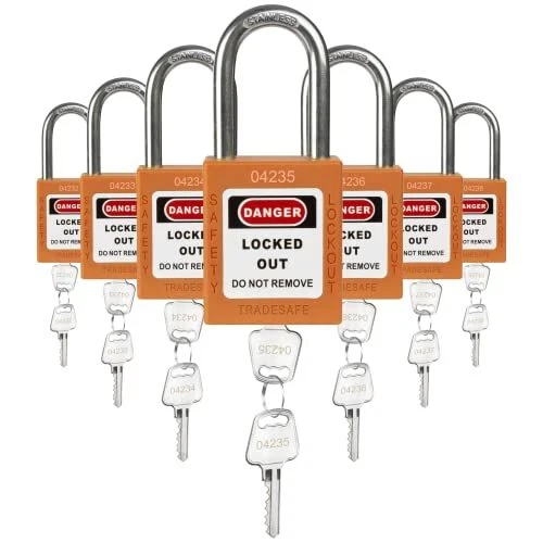 TRADESAFE Lockout Tagout Locks Set - 7 Orange Loto Locks, Lockout Locks Keyed...