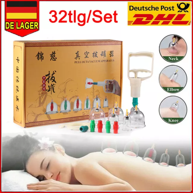 Vakuum Massage Profi Schröpfen Set mit 32 Schröpfgläser Cupping Set Saugglocken1