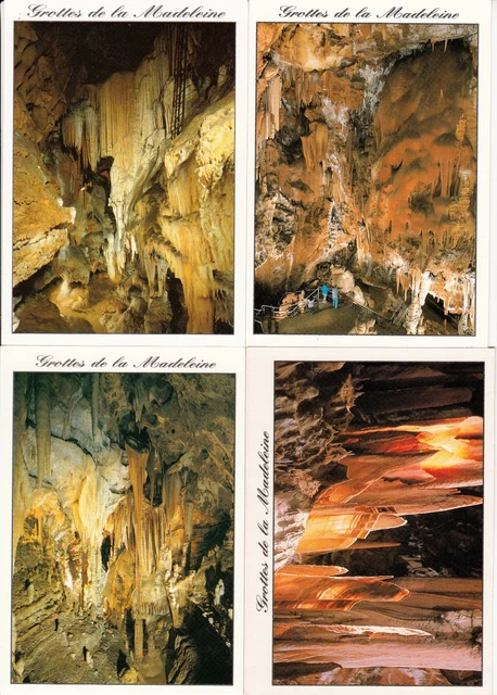 Lot 4 cartes postales anciennes ARDECHE GROTTE DE LA MADELEINE 1