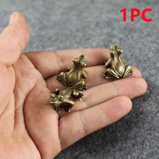 1X Brass Frog Statue Ornaments Copper Animal Figurines Accessories Tea Pet Decor