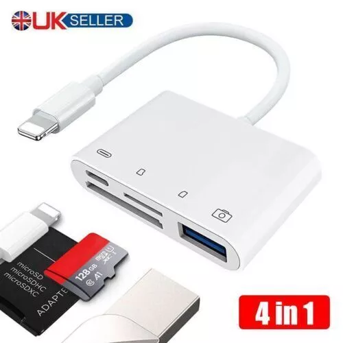 8 Pin to SD Memory Card Reader USB OTG Adapter For iPhone 11 X XR XS iPad
