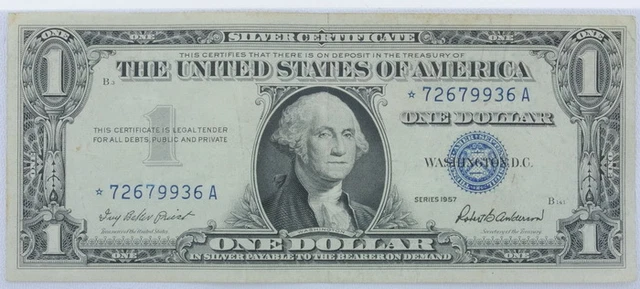 1957 Series US $1 One Dollar Star Note Silver Certificate Small Note P254089