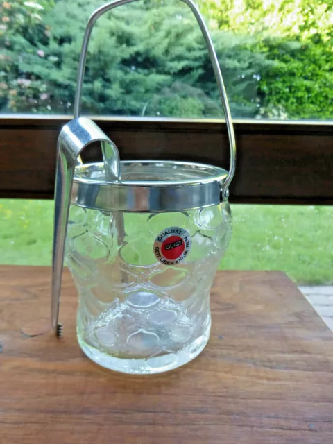 Quist Eiswürfelbehälter Eiseimer mit Zange Eisglas 60er 70er Vintage rar