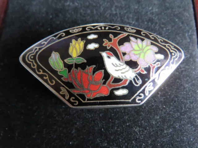 Vintage Cloisonne Enamel and Brass Trinket Pill Box.China flowers????