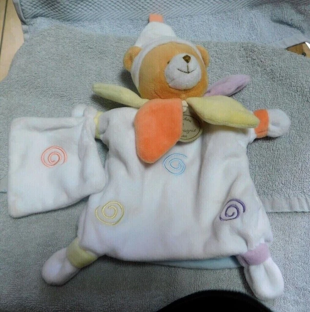 Doudou Marionnette Ours Blanc Spirales Mouchoir Petales Doudou Et Compagnie