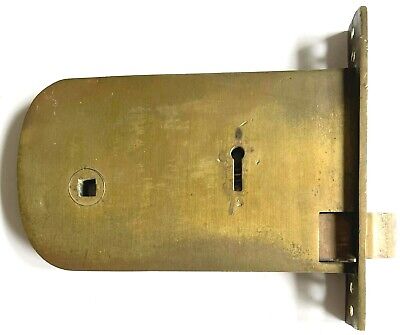 Antique Sold Brass Door Lock ~ Large Heavy Skeleton Key Hole Type Lock ~ No Key