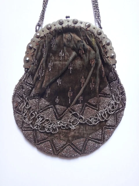 Sac à Main Perles Vintage Années 60 - Noir, Style Bandoulière, Authentique !