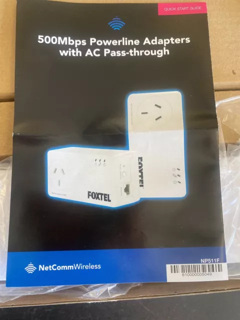 Netcomm NP511 Pair of 2 Powerline Adapter AC Pass-through