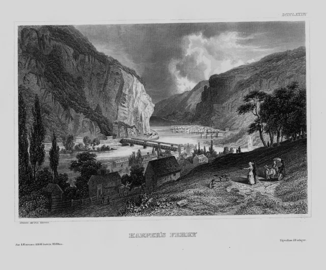 1840 - Harpers Ferry Jefferson West Virginia Amerika America Original Stahlstich