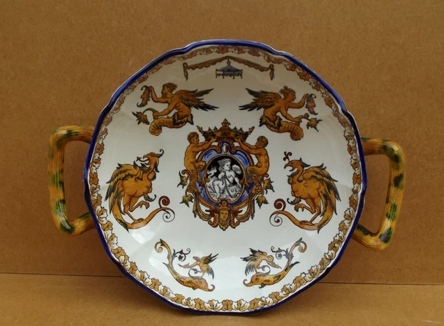 Très grand plat rond à oreilles en porcelaine fine blanche Apilco