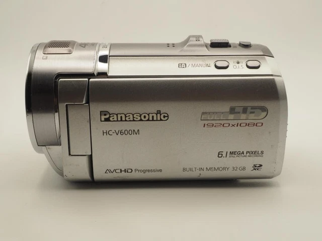PANASONIC HC-V600M FULL HD Camcorder 32GB 21x Zoom Silver Tested