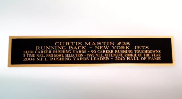 Curtis Martin New York Jets Nameplate For A Football Photo Plaque 1.25" X 6"