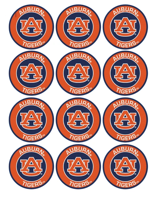 12 AUBURN TIGERS, edible paper, cupcake cookie toppers CHOOSE SIZE pre