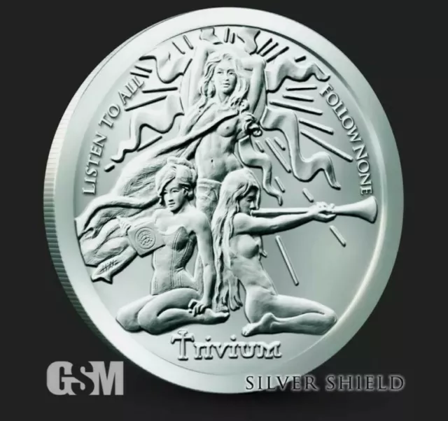 1 Oz 999 Pure Silver Shield 2021 Trivium Girls Round Coin Freedom Bu Bullion New