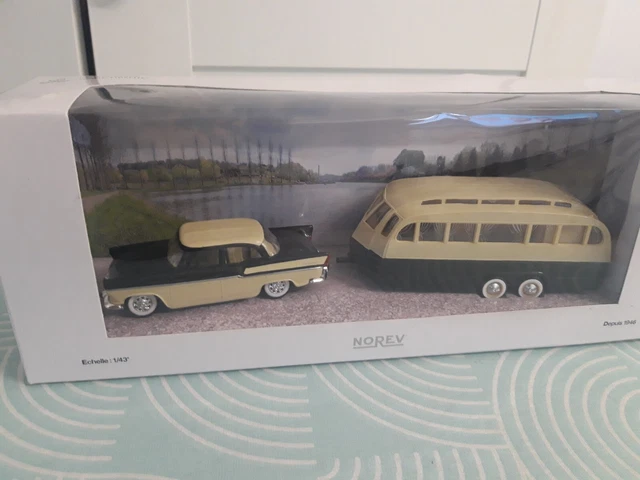 Simca Chambord Et Caravane Henon – Norev 1/43 – Noir/crème – Boîte D'origine