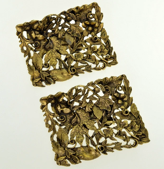 Vtg 50'S Art Nouveau Revival Musi French Shoe Clip, A Pair Of