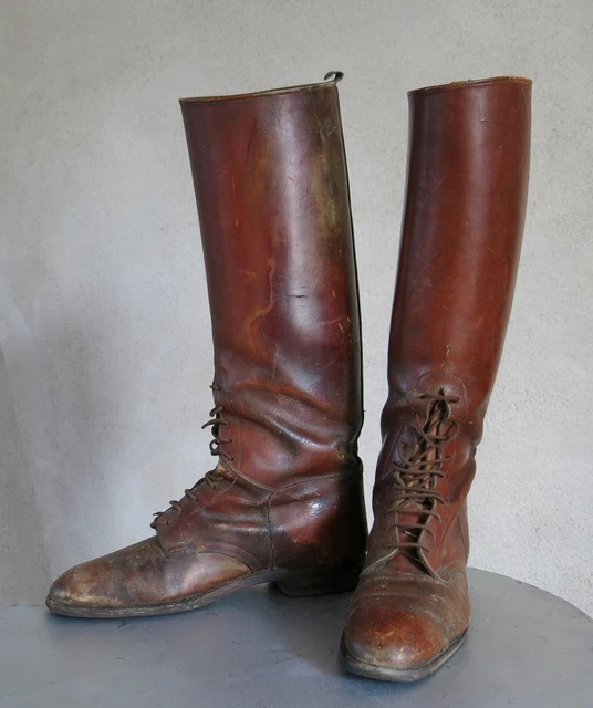 Bottes d'équitation en cuir noir faites main : style colonial de la guerre d'indépendance - France