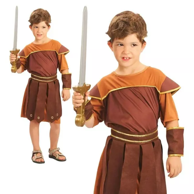 Romain Costume Soldat Garçon Gladiateur Guerrier Livre Jour Enfant Déguisement