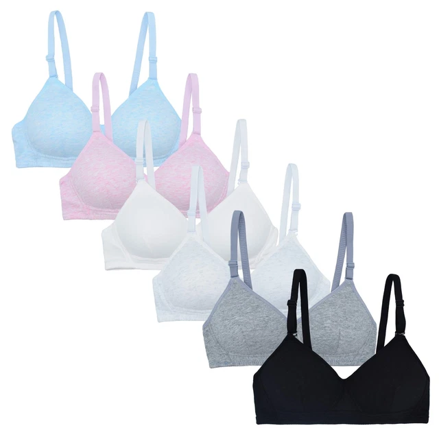 VeaRin 6 Pack Wireless Padded Starter Bras for Teens Girls (6 Colors, 34) Multi
