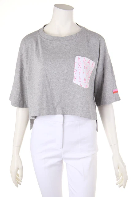 STELLA McCARTNEY x adidas Shirt Sport Fitness Workout Logo Print S light grey