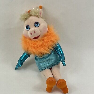 Vintage Jim Henson TM Miss Piggy Stuffed Plush Muppet's Doll Blue & Dress