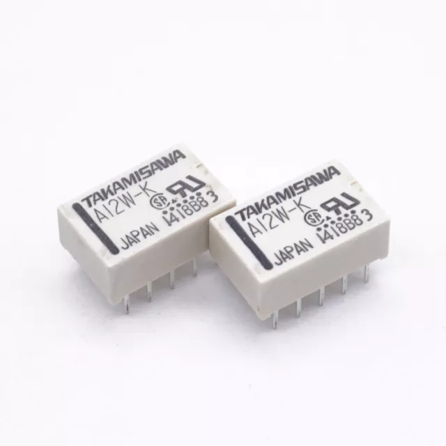 TAKAMISAWA A12W-K TQ2-12V EA2-12 DPDT THT Signal Relay 12VDC 2A (Pack of 5)