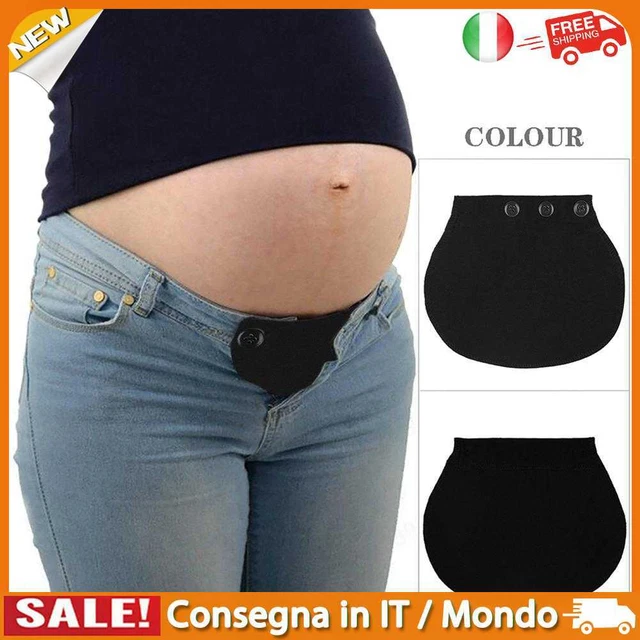 IT Maternity Pregnancy Waistband Belt Adjustable Waist Extender Button (Black)