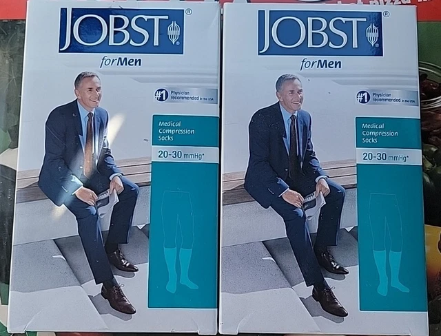 2 Pr JOBST Hombre Informal 20-30 mmHg Rodilla CT Calcetines de Compresión Firmes Grandes Negros