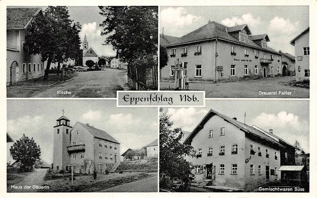 Eppenschlag Regen Ndb. Kirche Haus der Bäuerin Brauerei Falter Postkarte AK
