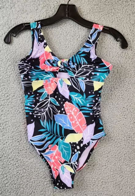 Breaking Waves Vintage Pop Tropical-Print Swimsuit Big Girls 12 Multi Round Neck