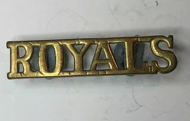 WW2 1st royal Dragoons Shoulder title Brass repaired lug 48 x 11 mm 3