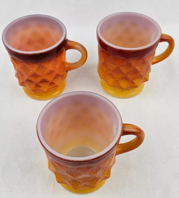 Vintage Anchor Hocking Fire-King Red/Orange Kimberly Diamond Mug Set of 3 3