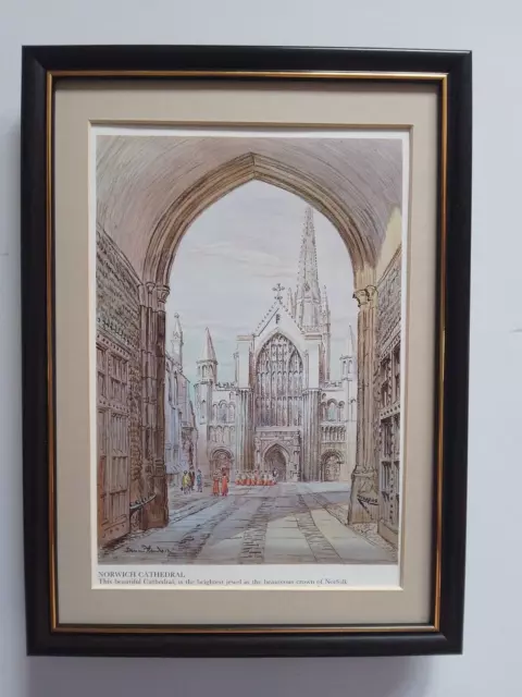 Dennis Flanders  print 'Norwich Cathedral'  FRAMED