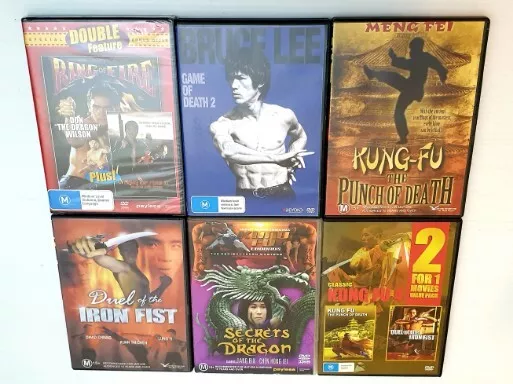 8 X CLASSIC KUNG FU DVD VIDEO BUNDLE LOT Game Of Death Bruce Lee IRON FIST + Aus