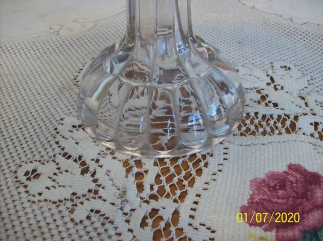 Crystal Pressed Cut Glass Diamond Pattern Tall Pedestal Compote Candy Bowl 3