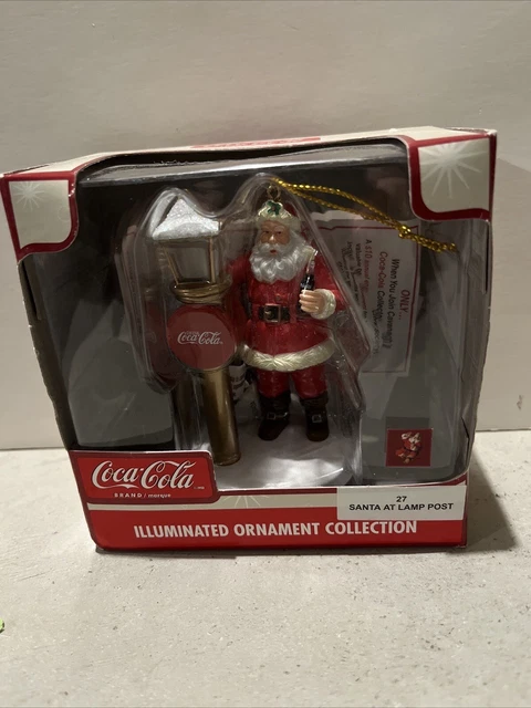 Coca Cola Illuminated Ornament Collection Santa at the Lamp Post #27 EUC