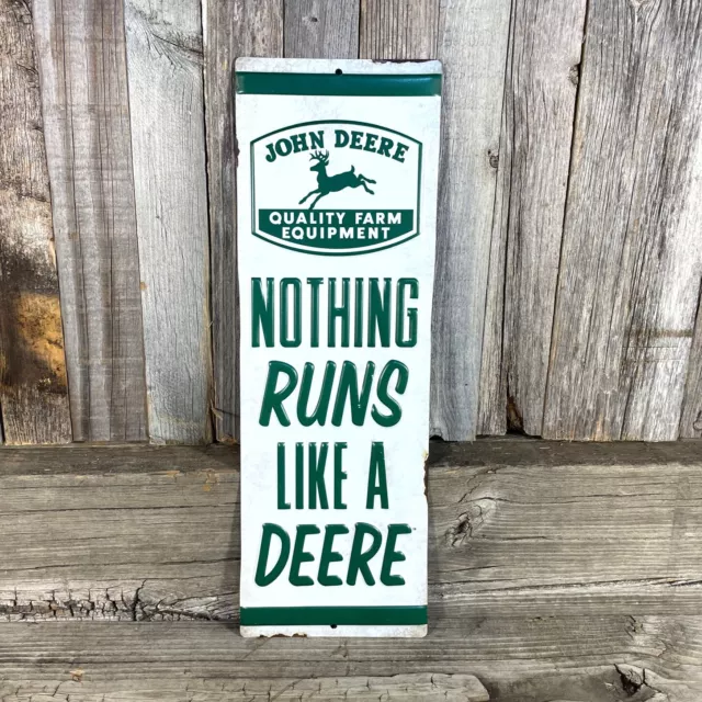 John Deere Nothing Runs Like 13" Metal Tin Sign Vintage Style Farm Tractor Barn