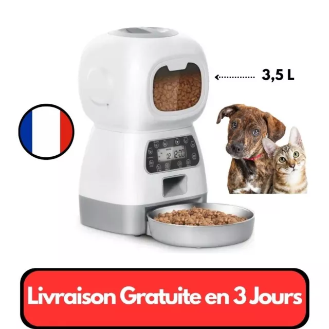 Distributeur Automatique de Croquettes Pour Chat et Chien Programmable 3,5 L !