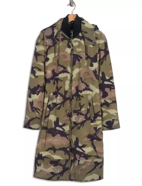 Valentino Men's Camo Print Hooded Puffer Coat Jacket in Iguana Size 54 / US 44 3