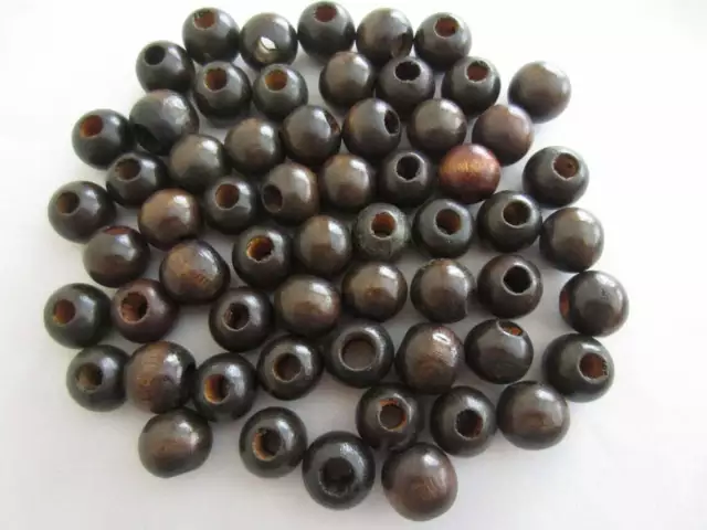 Lot of 100 Walnut Brown Wood Round Macrame Wooden Craft Beads 3/4" 18mm