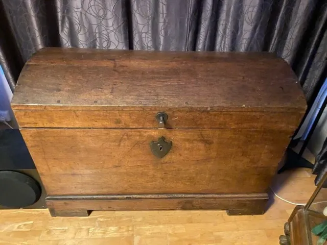 Antique Travelling Chest, English, Oak, Carriage Trunk, Georgian c1800 STORAGE +