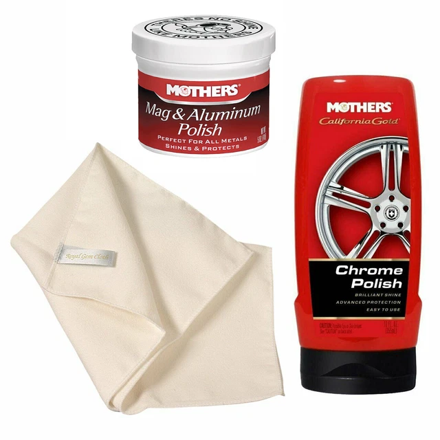 MOTHERS MAG ALUMINUM & Chrome Polish w/ Cloth Polishing Car Kit