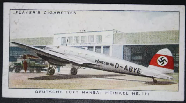 HEINKEL HE111  Lufthansa   Vintage 1930's Aviation Card  XC07M