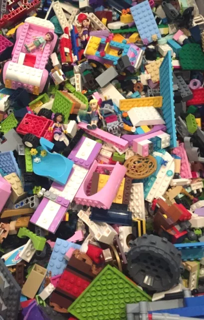 1 Pound Of Lego Friends Pieces Bulk Mixed Bricks Lot + Free Friend Girl Minifig