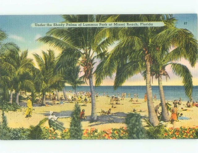 Unused Linen LUMMUS PARK AND BEACH Miami Beach Florida FL d7313