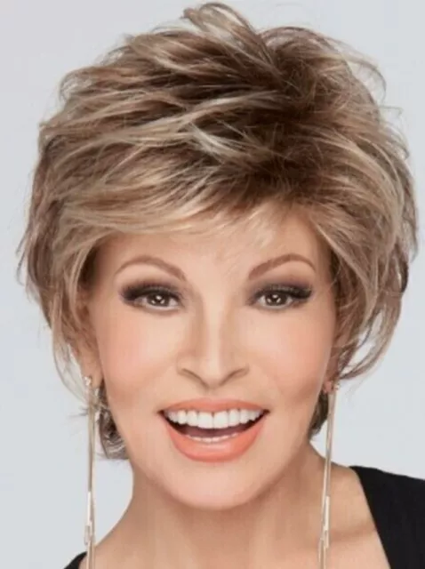 Raquel Welch Short Fluffy Wavy Layered Blonde Mix Synthetic Hair Celebrity Wigs