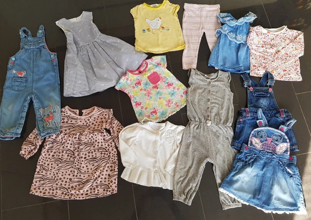 Baby Girls 12-18 Month Clothes Bundle Pinafore Dress Dungarees Playsuit Tops