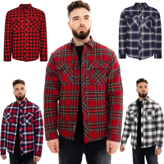 River Road Mens Padded Quilted Shirt Jacket Lined Lumberjack Fleece Flannel Work
