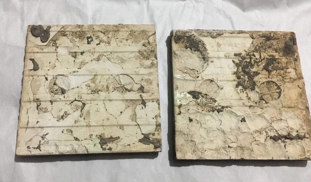 Vintage Ceramic Beautiful Green Porcelain Tiles  2 Pieces 4