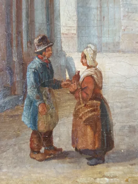 Ancien Tableau "Scène de Rue" Peinture Huile Toile Antique Oil Painting Gemälde 2